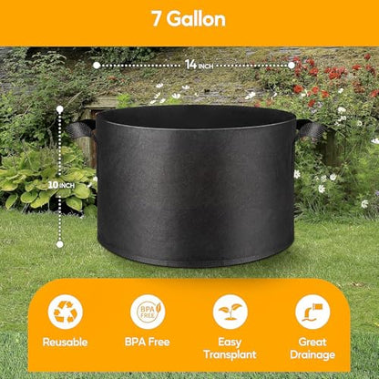 Simple Deluxe Grow Bags 7 Gallon 5 Pack Planter Pots with Handles, Thickened Nonwoven Fabric Aeration Cloth Bag, Heavy Duty Gardening for Tomoato, Potato, Vegetable, Herbs and Flowers, Black - color: 5 Pack, size: 7 Gallon