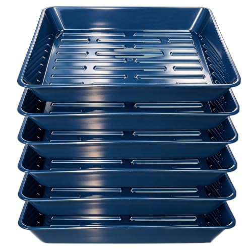 6 Packs Square Plant Saucer Pot Tray, 4 inch Blue Flower Planter Saucers and Drip Trays - color: Blue, size: 4" - 6 Pack