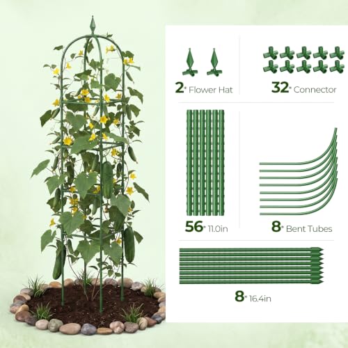 MYMULIKE 2 Pack Garden Obelisk Trellis for Climbing Plants Outdoor & Indoor - 6Ft Rustproof Garden Trellis Plant Support Cage for Vines, Flowers, Vegetables, Roses | Heavy-Duty, Adjustable