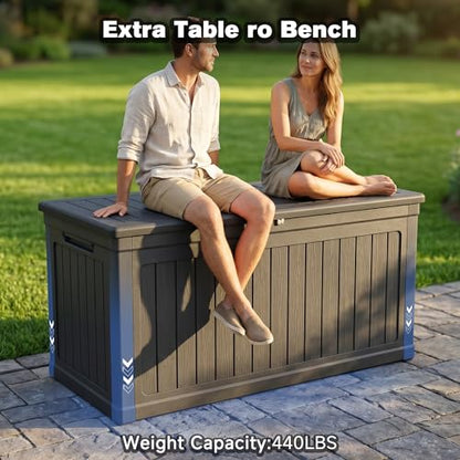 260 Gallon Black Resin Outdoor Storage Deck Box, XXL Bench Utility Box - color: Black-A