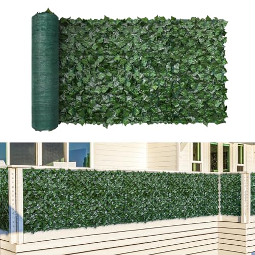 TANG 58"x156" Faux Ivy Privacy Fence Screen Roll- 4Pcs Artificial Leaf Fences Greenery with 130 GSM Mesh Panel,Outdoor Green Wall Chain Link Fence Covering for Balcony Backyard Patio, Ivy - color: Ivy, size: 58"x156"