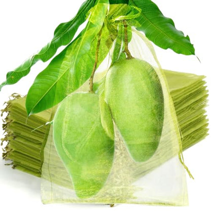 50 Pcs Fruit Protection Bags, 10×14 in Mesh Cover Nets for Tree, Green - color: Green, size: 10×14 in