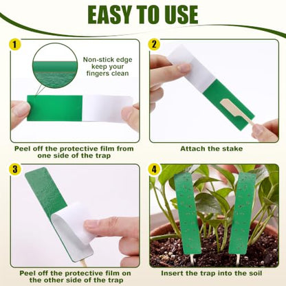 36 Pcs Green Sticky Traps for Plant Gnats, Fungus Gnat Trap (4" x 1") - color: Green