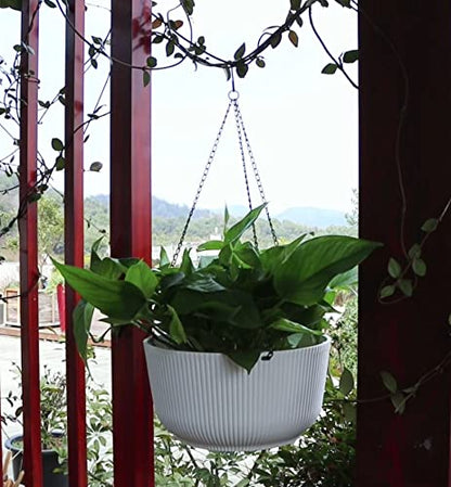 Dexceder 11.2 Inch Self Watering Hanging Planter (2 Pack, White) - color: White, size: 11.2 inch