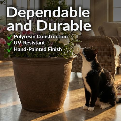 Sunnydaze Anjelica 20'' Large Plastic Planter Pot for Plants, Sable - color: Sable, size: 20 in