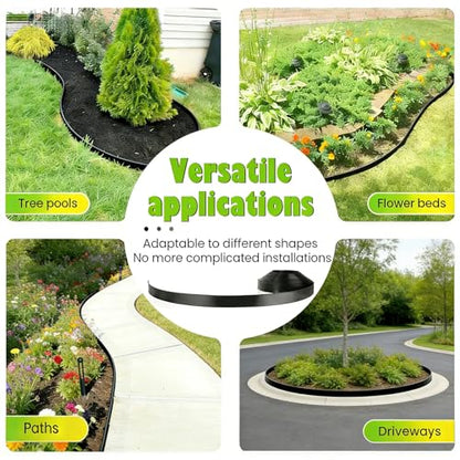 40 FT Landscape Edging Kit with 36 Spikes - 3 Inch High Flexible Plastic Garden Border - No-Dig Lawn Edging for Flower Beds, Pathways, and Yards - Durable Black Landscape Border(3in x 40FT) - size: 3in x 40FT