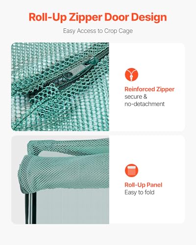 VEVOR Crop Cage, 3.9 x 3.9 x 5.9 ft Plant Protection Tent with Zippered Door, Wind-Resistant Tall Crop Cage, Easy to Install, Outdoor Raised Bed Cover, Tomato Plant Netting for Garden Patio Lawn - style: 3.9 x 3.9 x 5.9Ft-Square