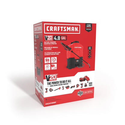 CRAFTSMAN 20V* Lithium-ion Battery Powered 4 Gallon Backpack Sprayer
