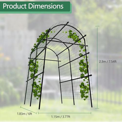 Garvee Metal Garden Arch Trellis, 7.6Ft Black for Raised Beds - size: 7.6x6x3.8 Ft - 7