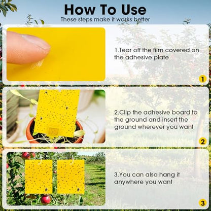 Qualirey 220 Pcs 7.87 x 9.84 Inch Yellow Sticky Traps for Plant Gnats Dual Sided Fruit Fly Sticky Traps for Indoor Outdoor with Twist Ties & Plastic Holders for Insect, Fungus Gnat, Whiteflies, Aphids - size: 7.87 x 9.84 Inches
