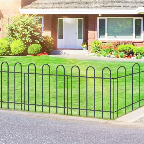 24” x 16’ Outdoor Metal Garden Fence, No-Dig Dog Fence Panels with Stakes - size: Multi Arch 24″H x 16ft (8Panels)