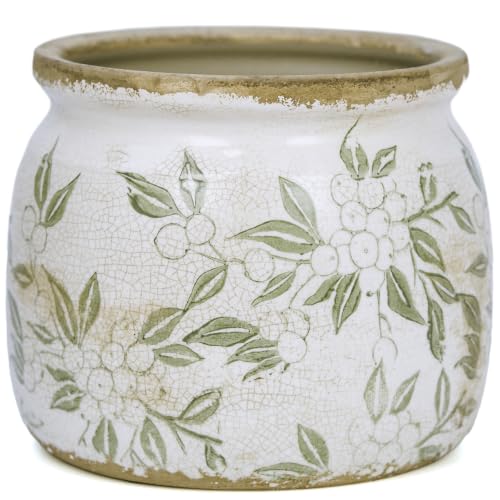 Dosayes Flower Pot,Vintage Ceramic Pot for Plant with Drainage Holes - color: Plum Green