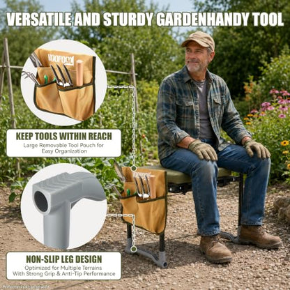 Garden Kneeler and Seat, Foldable Garden Stool, with Kneeling Pad & Bag