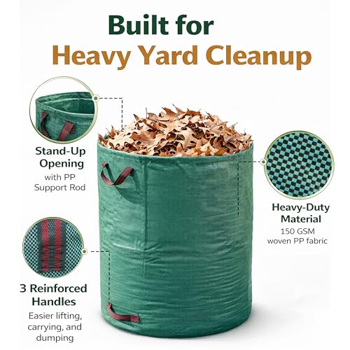 10-Pack 72 Gallons Garden Bag Heavy Duty Gardening Bags, Lawn Pool Garden Leaf Waste Rubbish Plants Grass Bag (5 X 72Gallons) - size: 5 Count (Pack of 2)