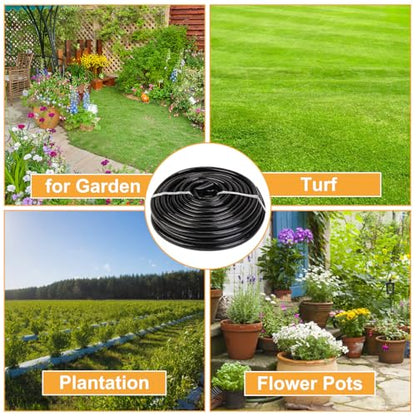 1/2 Inch Irrigation Tubing 50ft, PE Rigid Drip Irrigation System for Garden, (0.52″ ID X 0.60″ OD) Black Dripline, Garden Watering, Automatic System - size: 1/2''50ft