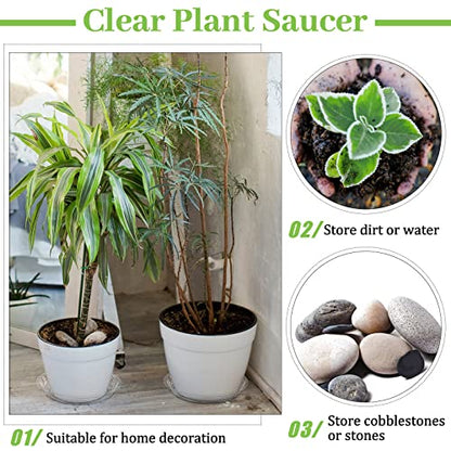 Shellwei 18 Pack 16 Inch Plastic Plant Saucers Extra Large Clear Flower Pot Drip Trays Plants Drip Tray Plant Drainage Tray Plants Saucer Trays for Indoors Outdoors - size: 16 Inch