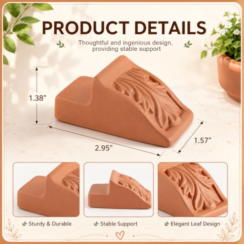 LemonRoad 12 Set Terra Cotta Cement Pot Feet for Outdoor Planters, Leaf - style: Leaf