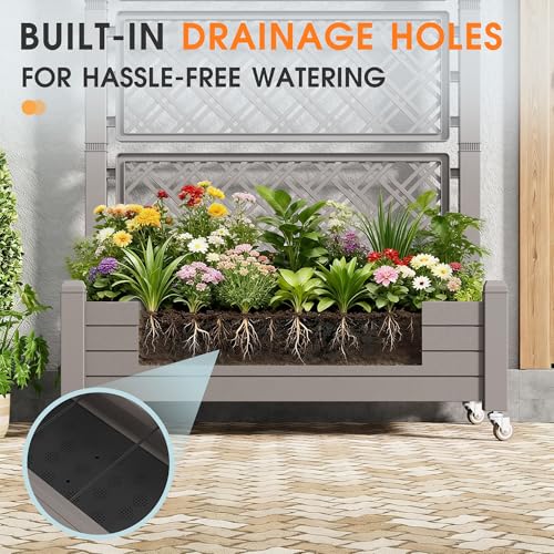 Elevated Raised Garden Bed with Wheels, Medium Gray -61.2" h - color: Medium Gray, size: 61.2"h