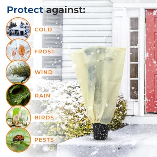 Plant Covers Freeze Protection, 2 Packs 23''W x 30''H Frost Protection Covers with Zipper & Drawstring, Winter Frost Cloth for Potted Plants, Outdoor Plant Blankets for Cold Weather - size: 23''W x 30''H(2 Packs)
