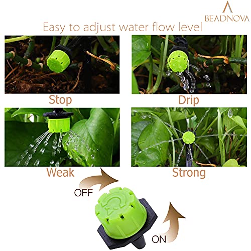 BEADNOVA Drip Irrigation Emitters 50 Pcs Irrigation Drippers 360 Degree System Emitters Sprinklers Drippers for Drip 1/4 Inch Tube Gardening (Green) - color: 50pcs