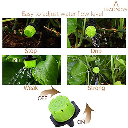 BEADNOVA Drip Irrigation Emitters 50 Pcs Irrigation Drippers 360 Degree System Emitters Sprinklers Drippers for Drip 1/4 Inch Tube Gardening (Green) - color: 50pcs