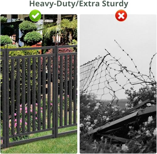 18ft (L) × 47in (H), 7 Panels & 1 Gate Garden Fence, Durable Outdoor Yard Barrier, Secure Garden Fencing, Weather-Resistant Fence for Privacy & Decoration, Black-Silver - size: 47in(H)x18ft(L)