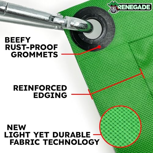 RENEGADE Industrial Tarp 60x40 ft Green – Extreme Duty, Waterproof, UV-Resistant, PFAS-Free – Commercial Tarp for Heavy Equipment, Construction Yards & Bulk Material Covers - color: Green, size: 60x40