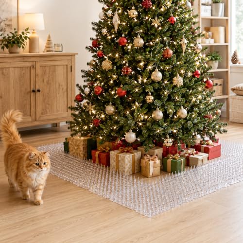 Clear Cat Deterrent Mat, 12 Pack 16" x 13" Scat Mats with 1" Spikes and 50 Stickers, Flexible Pet Training Panels for Couch, Kitchen Counter, Window Sill, Plant Pots and Garden Beds - size: 12 pack