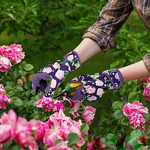 Leather Gardening Gloves for Women Garden Gloves Thorn Proof Heavy Duty Gloves Women Gardening Gift - color: Color C