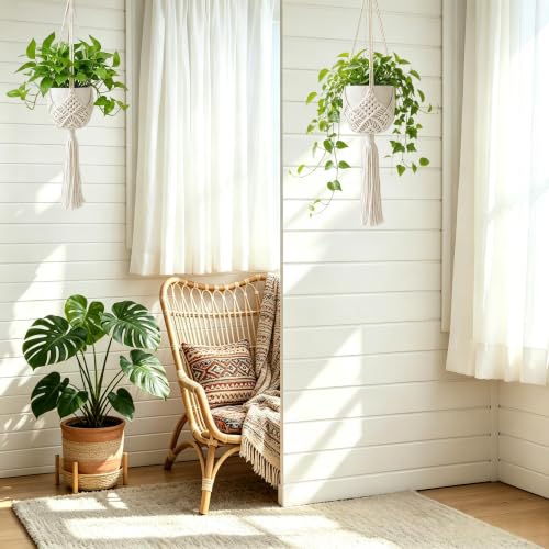COPIS Macrame Plant Hangers Indoor, 2 Pack 35" Hanging Planters with Hooks