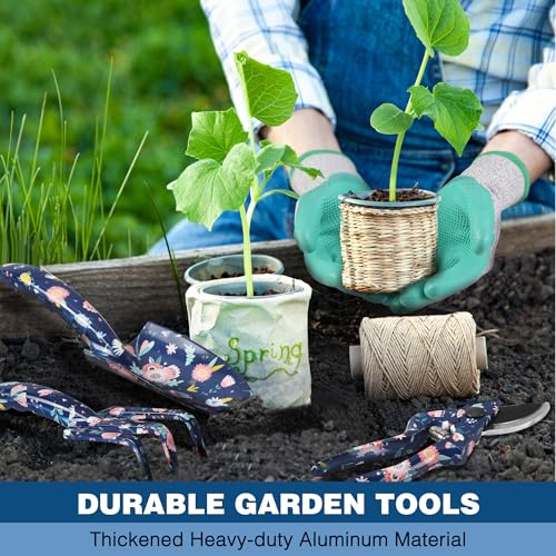 WORKPRO 5-Piece Aluminum Garden Tool Set, Heavy Duty - style: Blue insect with bag