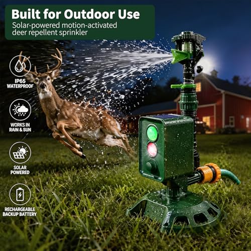 Solar Motion-Activated Animal Repellent Water Sprinkler