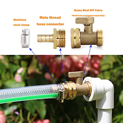 Solid Brass Garden Hose Repair kit Connector with Stainless Steel Clamps, Male Adapter/Female Garden Hose Swivel Fitting… (1/2" Barb x 3/4" Male -2 Sets) - size: 1/2" Barb x 3/4" Male -2 Sets