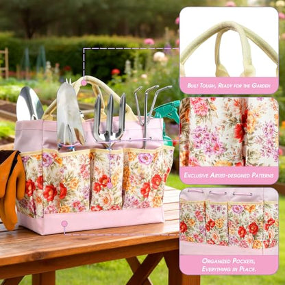 Garden Tool Set, 10 PCS Gardening Tools/Kit for Women,Gardener Gift - color: Pink
