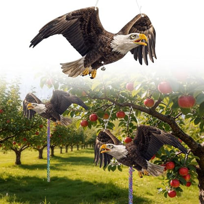 4 Pack Eagle to Scare Pigeon Woodpecker Animals Away, Outdoor Hanging Plastic Fake Eagle Scarer with Reflective Tape for Keep Animals Away from Contryard Patio Yard Porch Balcony Window - color: 4pcs-black Eagle 03
