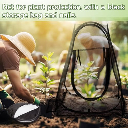 4 Pack Pop up Mesh Plant Protectors from Animals 28x 28x 34 Inch Plant Netting Pest Guard Cover Each Set with 8 Stakes and 1 Carry Bag for Protect Vegetable Fruit Flower from Bird Insect - style: Tapered