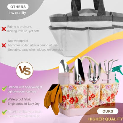 Garden Tool Set, 10 PCS Gardening Tools/Kit for Women,Gardener Gift - color: Pink