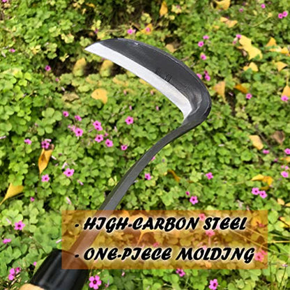 Japanese Weeding Sickle Hoe Gardening Tools 13-Inch Weed Remover Tool High-Carbon Steel One-Piece Molding with Hard Solid Wood Handle(Snake-Necked) - color: Snake-Necked