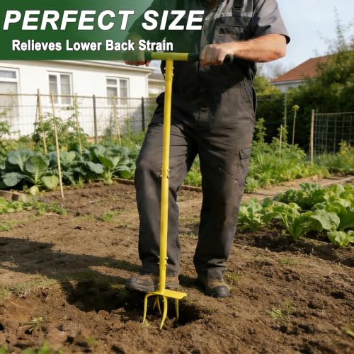 BARAYSTUS Hand Tiller Cultivator, Steel Garden Claw with Wide Foot Plate