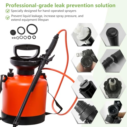 10Pcs Sprayer Seal Rings Kit - NBR Rubber O-Rings & Gaskets Replacement for Most 1 Gallon (3L), 1.3 Gallon (5L), 2 Gallon (8L) Garden Pressurized Hand Sprayers - Durable Pump Repair Parts - color: black -1 pack
