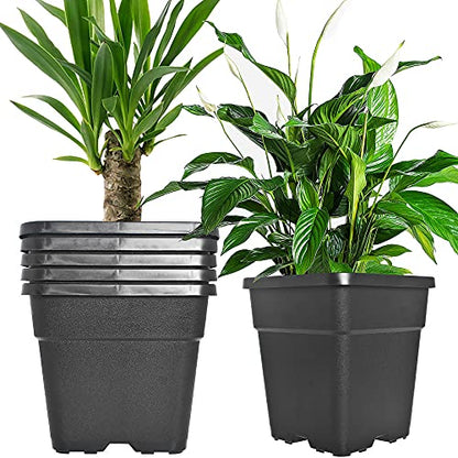 Square Planter Nursery Pots 9.77 Gallon Pots for Plants, Injection Molded Plastic Nursery Pots, Plant Container 9.77 Gal 5-Pack - color: Black, size: Square-14inch-5pcs