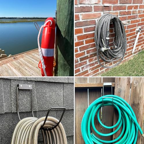 Garden Hose Holder Water Hose Hanger Wall Mounted,304Stainless Steel Solid Hose Hook Holds Up to 150Ft Garden Hose, Expandable Hose, Water Hose -Black - color: Black-1