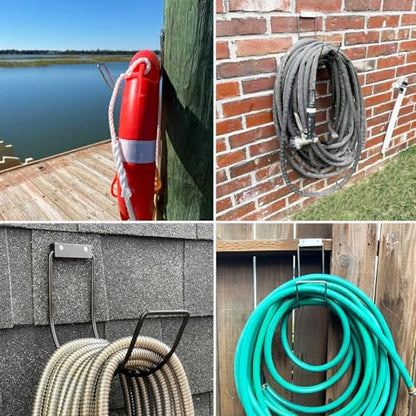 Garden Hose Holder Water Hose Hanger Wall Mounted,304Stainless Steel Solid Hose Hook Holds Up to 150Ft Garden Hose, Expandable Hose, Water Hose -Black - color: Black-1