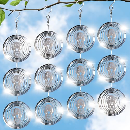 CHONOVO 12 Discs 4 Set Bird Deterrents for Outside, Dog Wind Spinner - size: Labrador (12 Discs 4 Pcs)