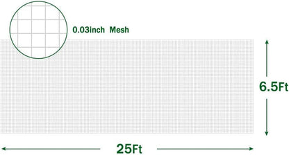 Agfabric Garden Netting 6.5ft x25ft Insect Pest Barrier Bird Netting for Garden Protection,Row Cover Mesh Netting for Vegetables Fruit Trees and Plants,Black - size: 6.5'x25'