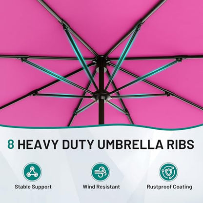 AreShark 12FT Large Outdoor Patio Umbrella, Pool Umbrellas, Rose Pink - color: Rose Pink, size: 12FT