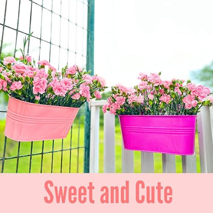 LaLaGreen Hanging Rail Planter (11.2 in, 6 Pack) Colorful Metal Garden Pots - size: Multi-E 11.2" x 6 Pack