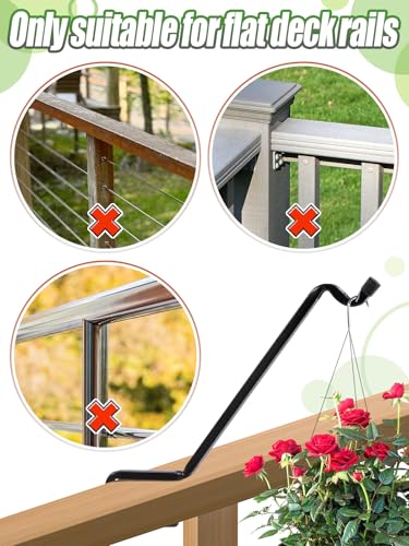 Biubee 4 Pack Deck Bird Feeder Hanger for Railing - Extended Angled Metal Deck Rail Plant Hanger for Bird Feeder Planters Lanterns Wind Chimes, Fit 2" × 4" & 2" × 6" Wooden Railings