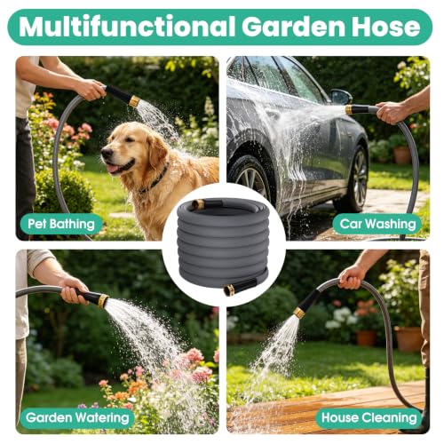 Garden Hose 100 FT, Non-Expanding Water Hose, Flexible, Burst Resistant, Kink Free & Lightweight, High-Pressure Garden Hose All-Weather Outdoor Hose for Lawn, Garden & Washing - size: 100ft