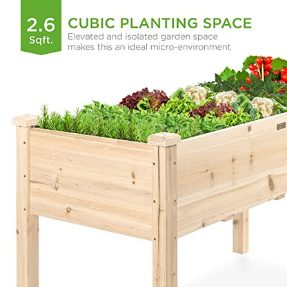 Best Choice Products 34x18x30in Raised Garden Bed, Elevated Wood Planter Box Stand for Kids, Backyard, Patio, Balcony w/Bed Liner, 150lb Capacity - Natural - color: Natural
